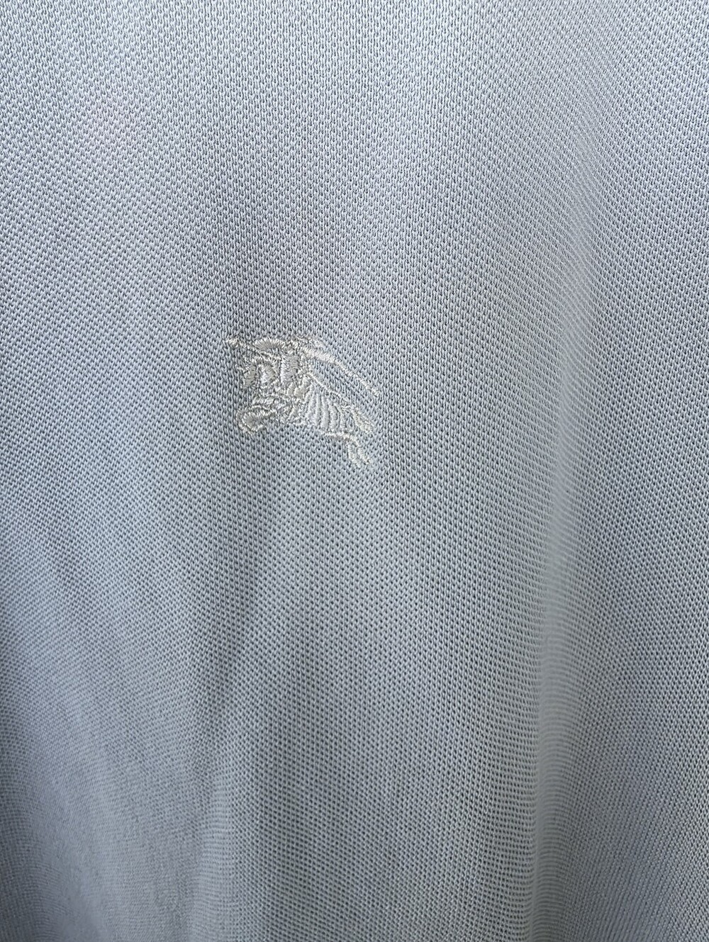 Burberry Brit Light Blue Polo Shirt Men XXL Nova Check Cotton Short Sleeve Flaw - Picture 5 of 9